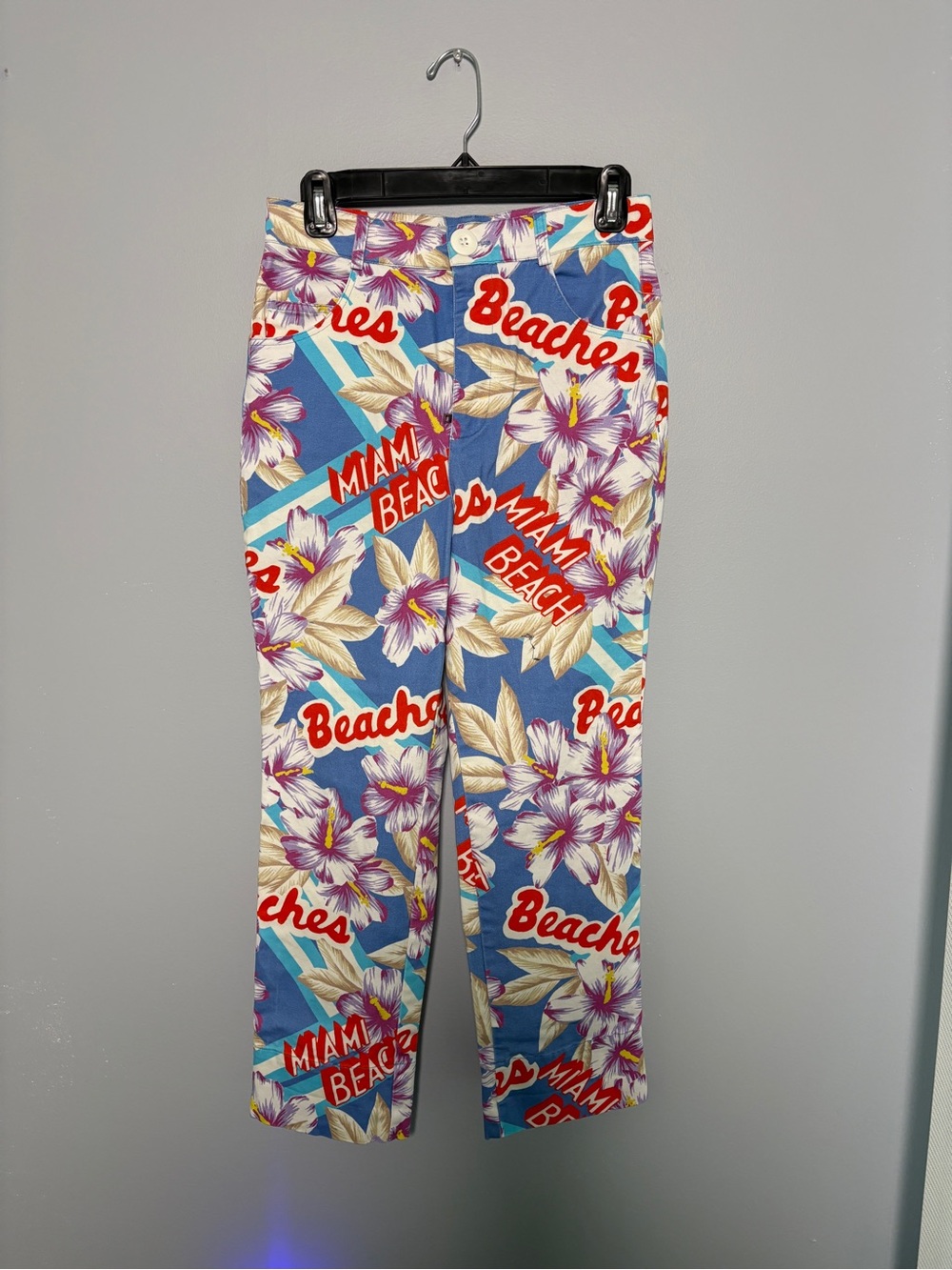 Urban Outfitters Tropical Floral Cropped Pants - Blue, Purple & Red